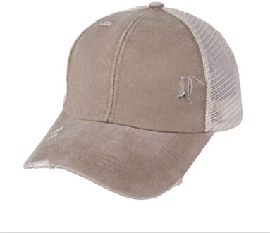 Paardenstaart Baseball Cap Vrouwen Verontruste Gewassen Katoen Caps Casual Zomer Snapback Hoed Rand Vader Hoeden khaki