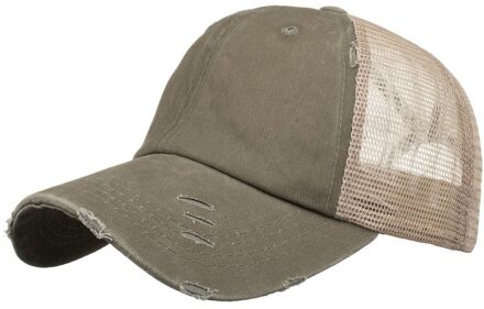 Paardenstaart Baseball Cap Vrouwen Verontruste Gewassen Katoen Caps Casual Zomer Snapback Hoed Rand Vader Hoeden khaki