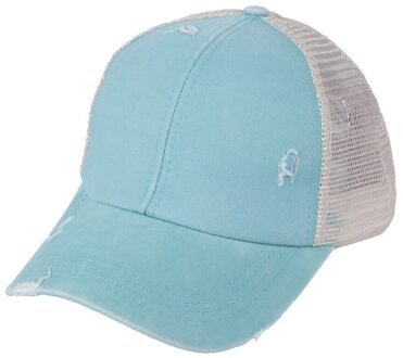 Paardenstaart Baseball Cap Vrouwen Verontruste Gewassen Katoen Caps Casual Zomer Snapback Hoed Rand Vader Hoeden lucht blauw