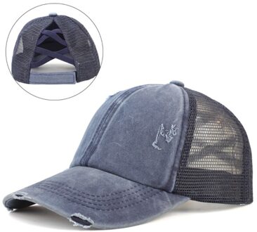 Paardenstaart Baseball Cap Vrouwen Verontruste Gewassen Katoen Caps Casual Zomer Snapback Hoed Rand Vader Hoeden marine