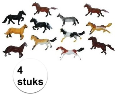 Paardjes set van 4x plastic speelgoed paarden van 6 cm - Speelfigurenset