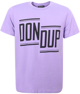 Paars Crew-neck T-shirt met Contrasterend Logo Dondup , Purple , Heren - Xl,L,M,S