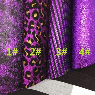 Paars Luipaard Gedrukt Glitter Leer, metallic Synthetisch Leer Faux Stof Voor Boog A4 21X29Cm Twinkling Ming KM176 1 reeks