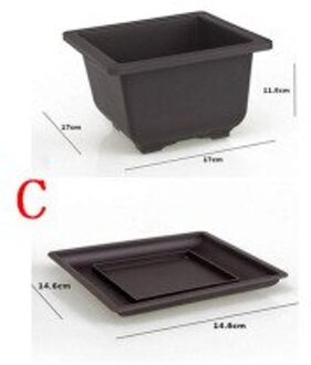 Paars Zand Bloempot + Lade Vierkante Kwekerij Planter Bonsai Pot Plant Groeit 3