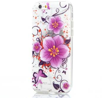 Paarse bloem en vlinder iPhone 6 TPU hoes