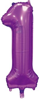 Paarse Cijferballon '1' (86cm) Paars - Lila
