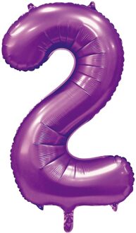 Paarse Cijferballon '2' (86cm) Paars - Lila