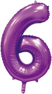 Paarse Cijferballon '6' (86cm) Paars - Lila
