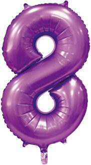 Paarse Cijferballon '8' (86cm) Paars - Lila
