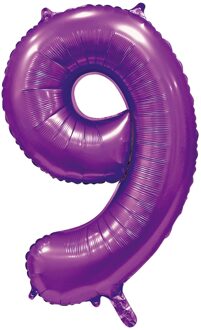 Paarse Cijferballon '9' (86cm) Paars - Lila