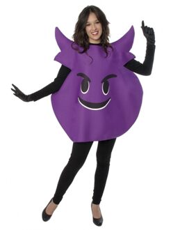 Paarse Duivel Emoticon Kostuum Voor Volwassenen One Size (S-xl) - Carnavalskostuums Multikleur