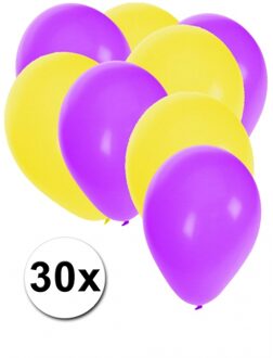 Paarse en gele ballonnen 30 stuks - Ballonnen Multikleur