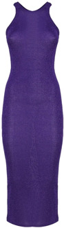 Paarse Geribbelde Armgat Jurk Sportmax , Purple , Dames - M,S