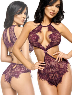 Paarse kanten body Jordana - Maat: L/XL