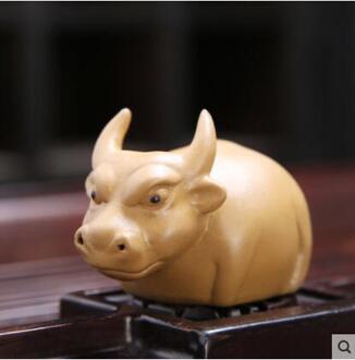 Paarse Klei Little Fu Vee Thee Huisdier Ornamenten Handgemaakte Thee Spelen Thee Art Kan Worden Verhoogd Thee Accessoires geel