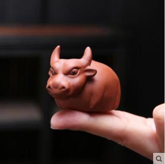 Paarse Klei Little Fu Vee Thee Huisdier Ornamenten Handgemaakte Thee Spelen Thee Art Kan Worden Verhoogd Thee Accessoires Rood