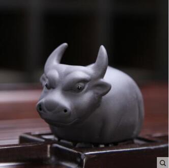 Paarse Klei Little Fu Vee Thee Huisdier Ornamenten Handgemaakte Thee Spelen Thee Art Kan Worden Verhoogd Thee Accessoires zwart