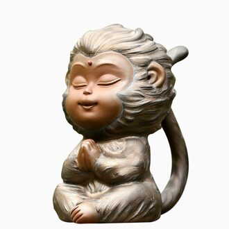 Paarse Klei Oven Change Leuke Aap Koning Thee Huisdier Keramische Handgemaakte Dier Ornamenten Creatieve Auto Decoratie Ambachten