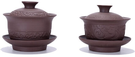 Paarse Klei Thee Terrine Gaiwan Chinese Keramische Thee Kom Set Bedekt Kom Met Deksel Cup Schotel China Cup Bowls Drinkware 02