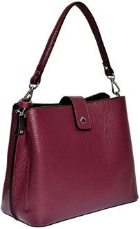 Paarse Lederen Tas - maat Violet