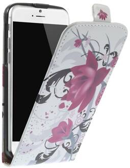 Paarse lotusbloem Lederen iPhone 6 Flipcase