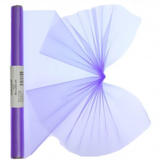 Paarse organza op rol 40 x 200 cm