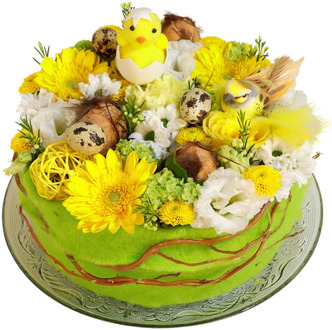 Paas bloementaart geel - wit