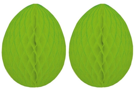 Paas decoratie ei van papier - 2x - groen - 20 cm - brandvertragend crepepapier - Pasen