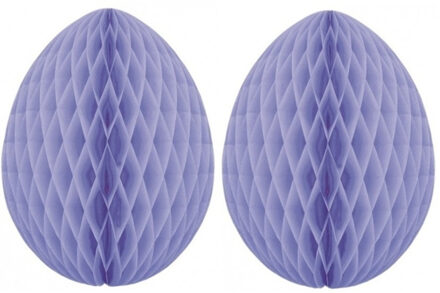 Paas decoratie ei van papier - 2x - lila paars - 30 cm - brandvertragend crepepapier - Pasen