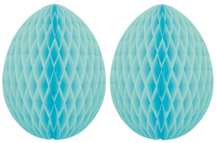Paas decoratie ei van papier - 2x - mintgroen - 20 cm - brandvertragend crepepapier - Pasen