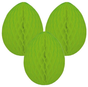 Paas decoratie ei van papier - 3x - groen - 10 cm - brandvertragend crepepapier - Pasen
