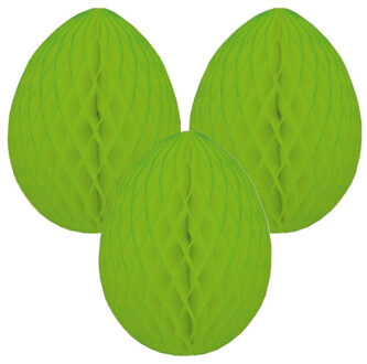 Paas decoratie ei van papier - 3x - groen - 20 cm - brandvertragend crepepapier - Pasen