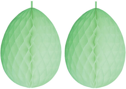 Paas decoratie ei van papier - 3x - lichtgroen - 30 cm - brandvertragend crepepapier - Pasen