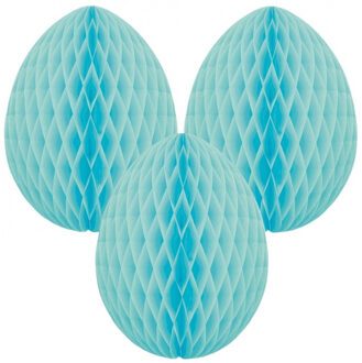 Paas decoratie ei van papier - 3x - mintgroen - 10 cm - brandvertragend crepepapier - Pasen