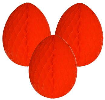 Paas decoratie ei van papier - 3x - rood - 20 cm - brandvertragend crepepapier - Pasen
