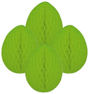 Paas decoratie ei van papier - 4x - groen - 10 cm - brandvertragend crepepapier - Pasen