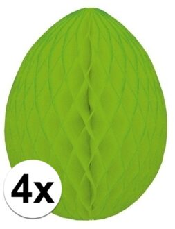Paas decoratie ei van papier - 4x - groen - 20 cm - brandvertragend crepepapier - Pasen