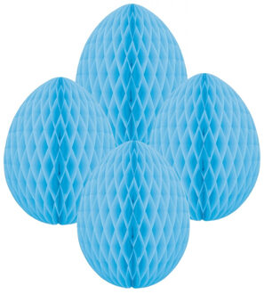 Paas decoratie ei van papier - 4x - lichtblauw - 10 cm - brandvertragend crepepapier - Pasen