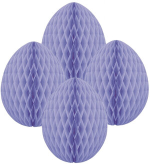 Paas decoratie ei van papier - 4x - lila paars - 10 cm - brandvertragend crepepapier - Pasen