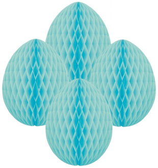Paas decoratie ei van papier - 4x - mintgroen - 10 cm - brandvertragend crepepapier - Pasen
