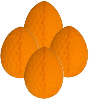 Paas decoratie ei van papier - 4x - oranje - 10 cm - brandvertragend crepepapier - Pasen
