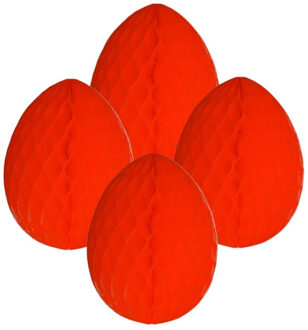 Paas decoratie ei van papier - 4x - rood - 20 cm - brandvertragend crepepapier - Pasen