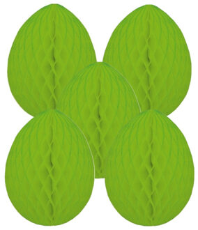 Paas decoratie ei van papier - 5x - groen - 10 cm - brandvertragend crepepapier - Pasen