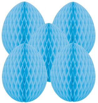 Paas decoratie ei van papier - 5x - lichtblauw - 10 cm - brandvertragend crepepapier - Pasen