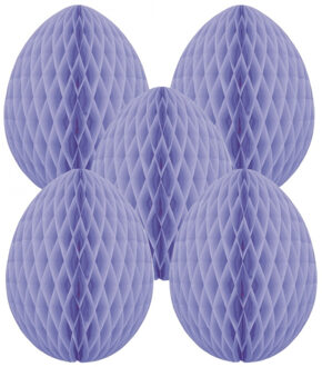 Paas decoratie ei van papier - 5x - lila paars - 10 cm - brandvertragend crepepapier - Pasen