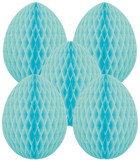 Paas decoratie ei van papier - 5x - mintgroen - 10 cm - brandvertragend crepepapier - Pasen