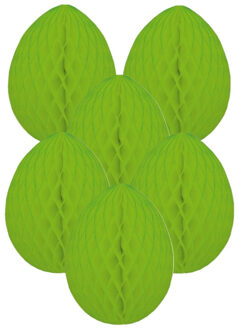 Paas decoratie ei van papier - 6x - groen - 10 cm - brandvertragend crepepapier - Pasen