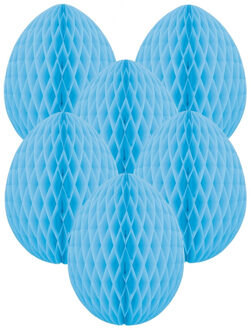 Paas decoratie ei van papier - 6x - lichtblauw - 10 cm - brandvertragend crepepapier - Pasen