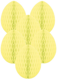 Paas decoratie ei van papier - 6x - lichtgeel - 10 cm - brandvertragend crepepapier - Pasen