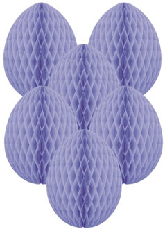 Paas decoratie ei van papier - 6x - lila paars - 10 cm - brandvertragend crepepapier - Pasen